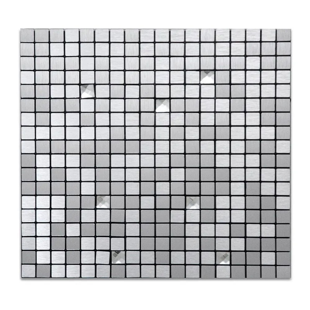 Pastilha de Alumínio Autoadesiva 30x30cm AL1008 Prata Escovada Glass Mosaic Pastilha de Alumínio 30x30cm AL1008 Prata Escovada Glass Mosaic