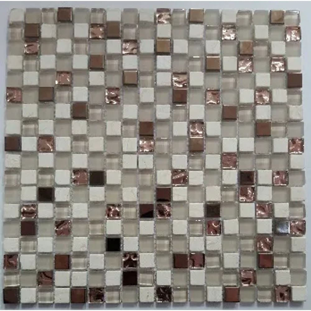 Pastilha de Mármore, Vidro e Metal 30x30cm GS552 Rose Gold Glass Mosaic Pastilha de Mármore/Vidro/Metal 30x30cm GS552 Rose Gold Glass Mosaic