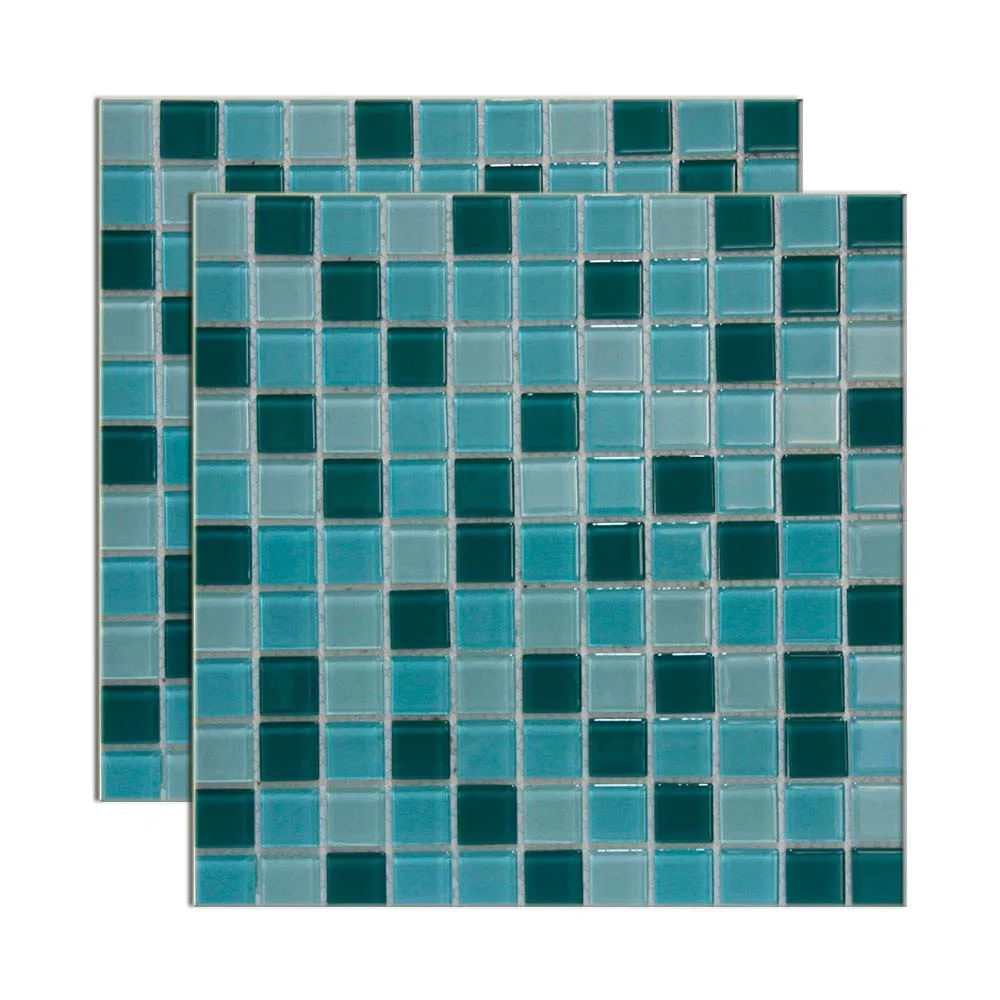 Pastilha de Vidro Glass Mosaic Miscelanea Verde e Branco 29,2x29,2cm Pastilha de Vidro Glass Mosaic Miscelanea Placa 29,2x29,2cm Verde e Branco