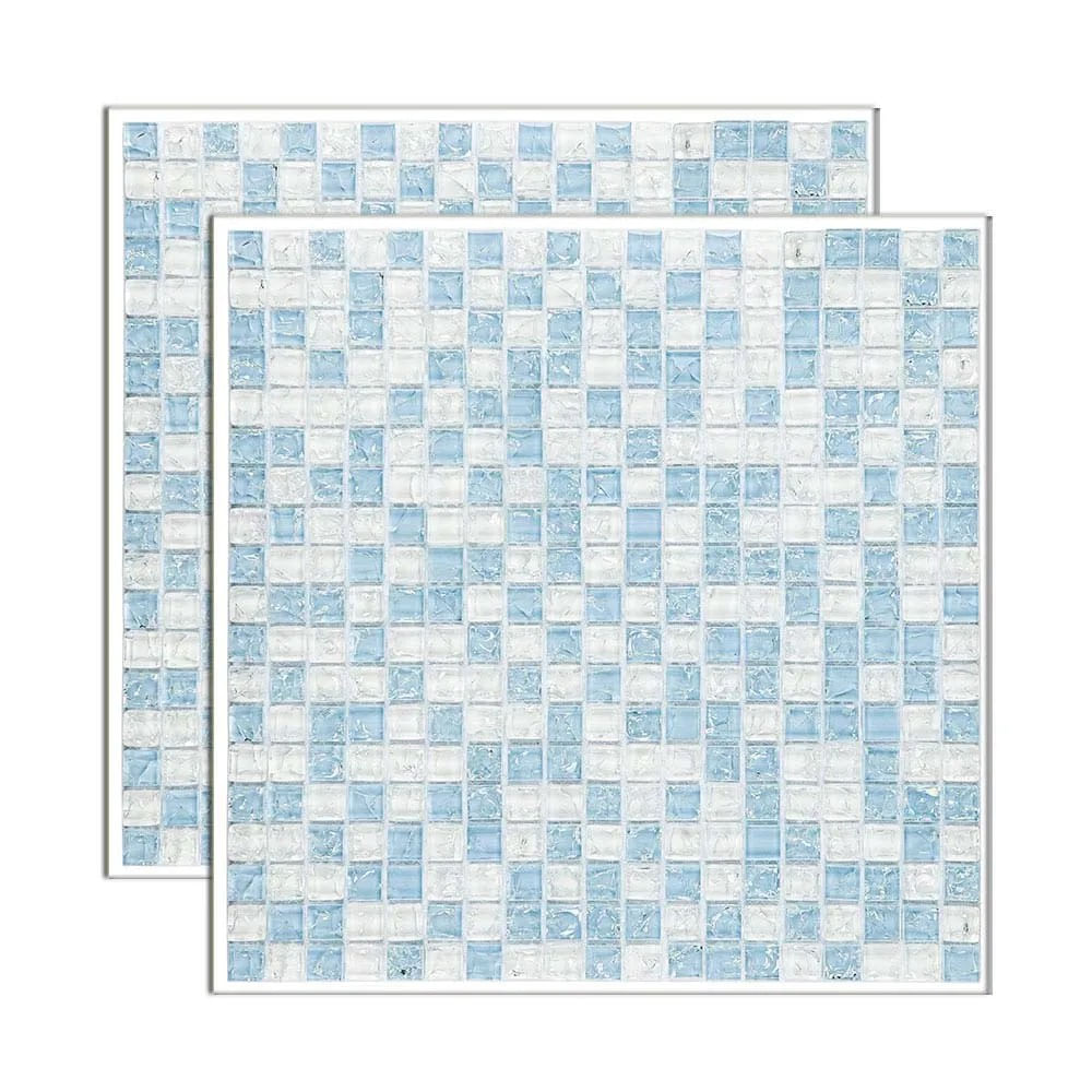 Pastilha de Vidro Galliano 31x31cm Azul e Branco Glass Mosaic Pastilha de vidro Galliano placa 31x31cm azul e branco Glass Mosaic