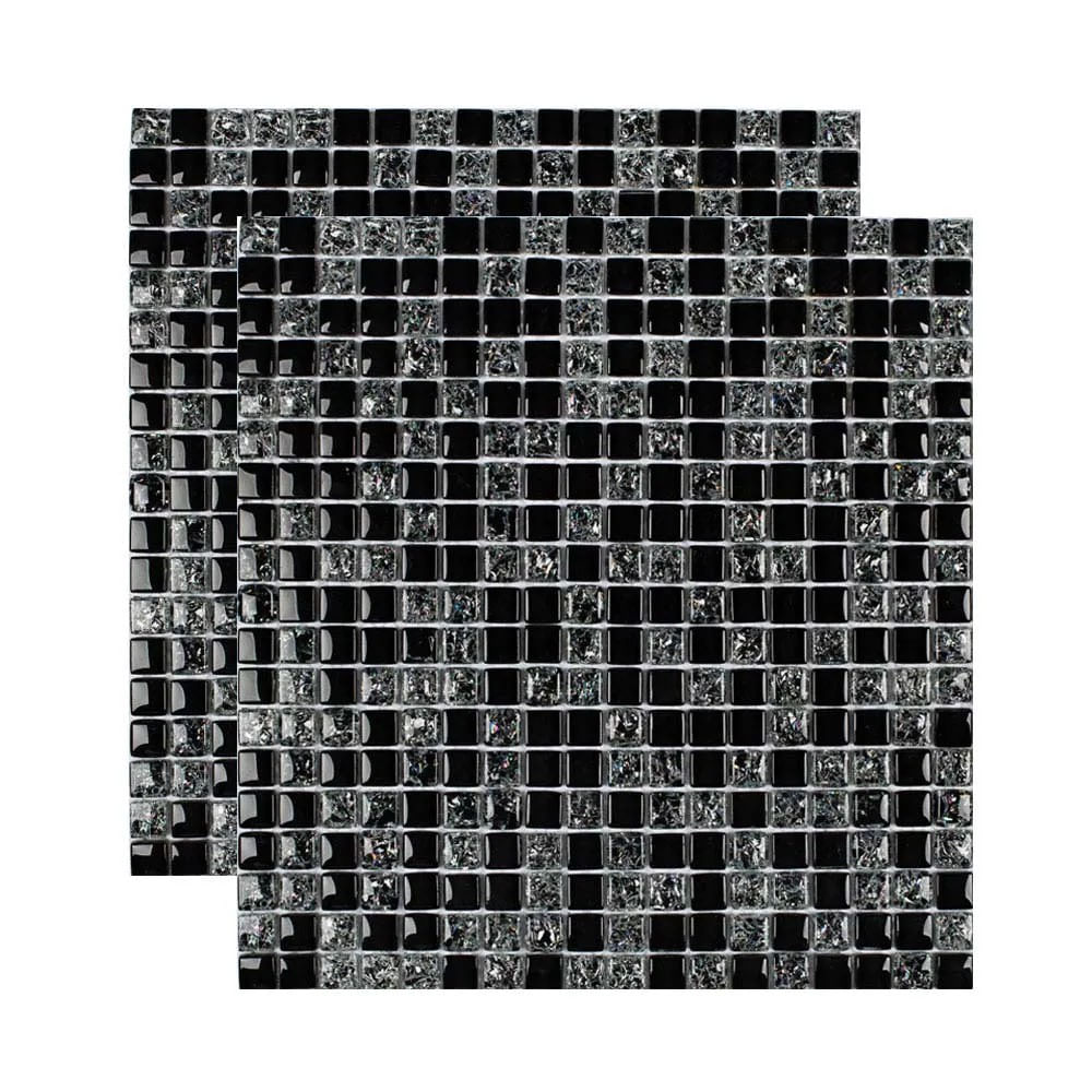 Pastilha de Vidro Galliano 30x30cm Preto Glass Mosaic Pastilha de vidro Galliano placa 30x30cm preto Glass Mosaic