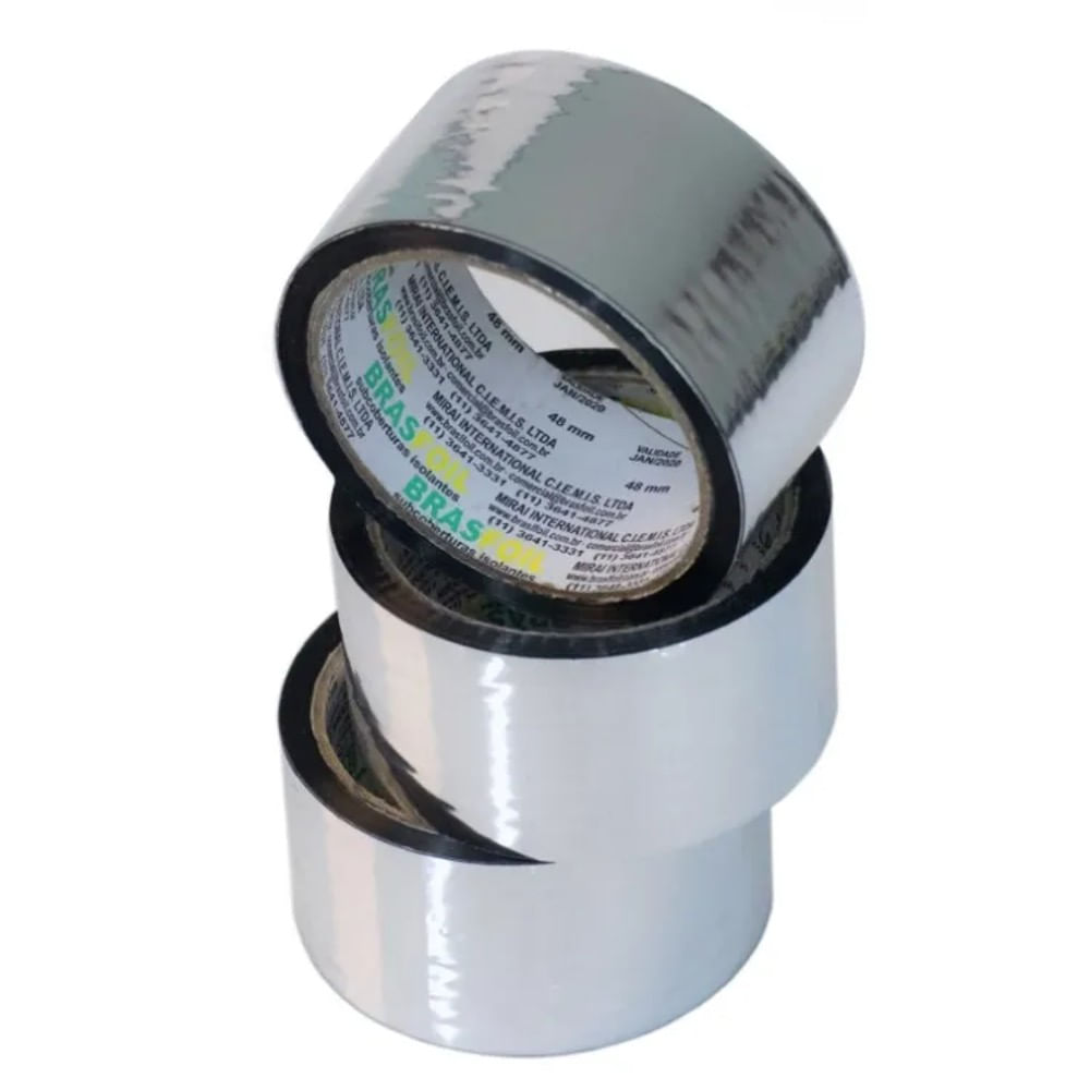 Fita Adesiva Metalizada para Manta Térmica Brasfoil 48mm x 50m Fita Adesiva Metalizada 48mmx50m Brasfoil