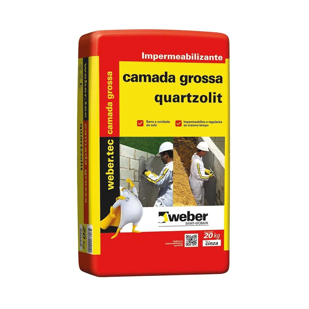 Impermeabilizante Camada Grossa 3 em 1 Quartzolit 20kg Impermezabilizante camada grossa 20kg Quartzolit