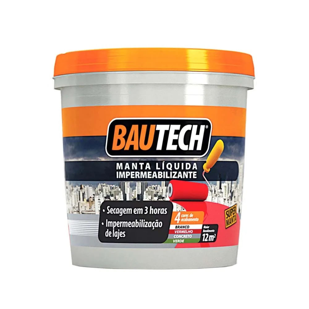 Manta Líquida Impermeabilizante Bautech 4kg Branco Manta líquida 4 Kg Branco Bautech