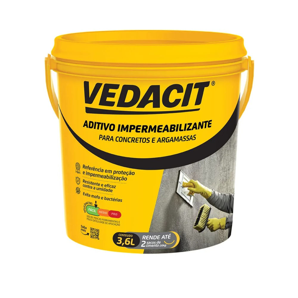 Aditivo Impermeabilizante para Concretos e Argamassas Vedacit 3,6l Aditivo Impermeabilizante Para Concretos E Argamassas 3,6l Vedacit