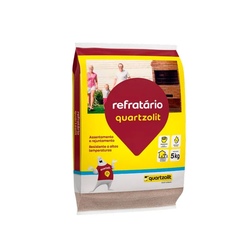 Argamassa Refratária Weber Quartzolit 5kg Cinza para Churrasqueiras e Lareiras Argamassa Quartzolit Refratário 5kg Cinza