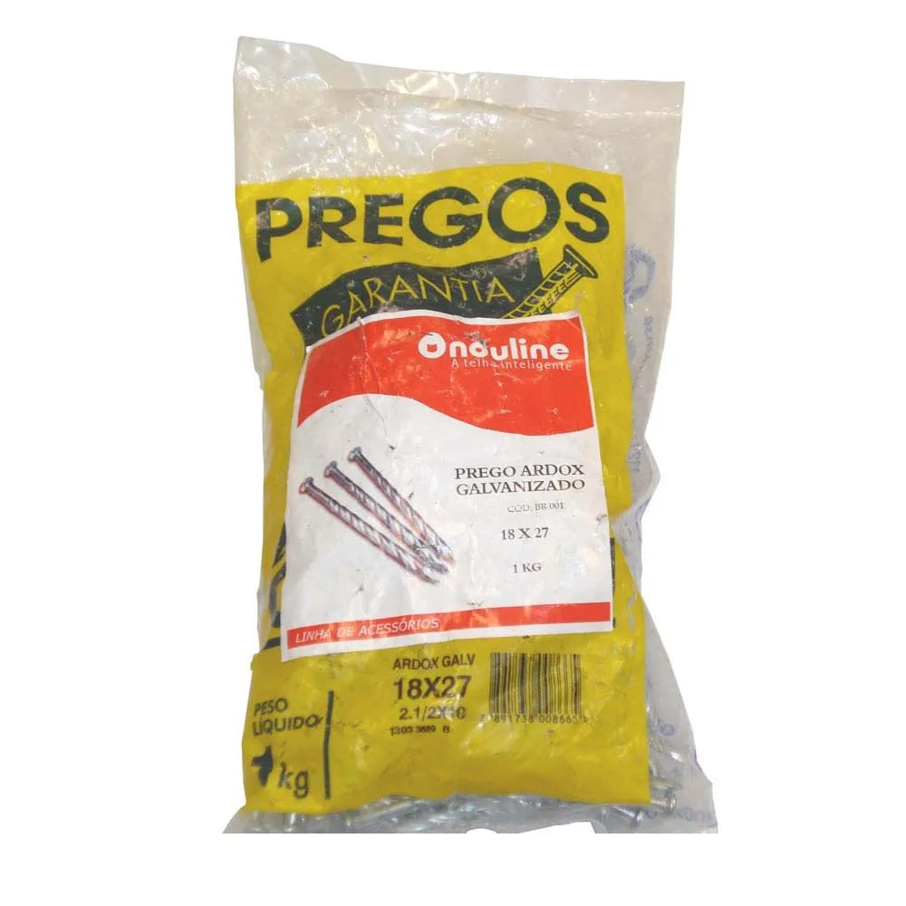 Prego para Telha Ardox 18x27mm 1kg Onduline Prego para telha Ardox 18x27mm pacote com 1kg Onduline