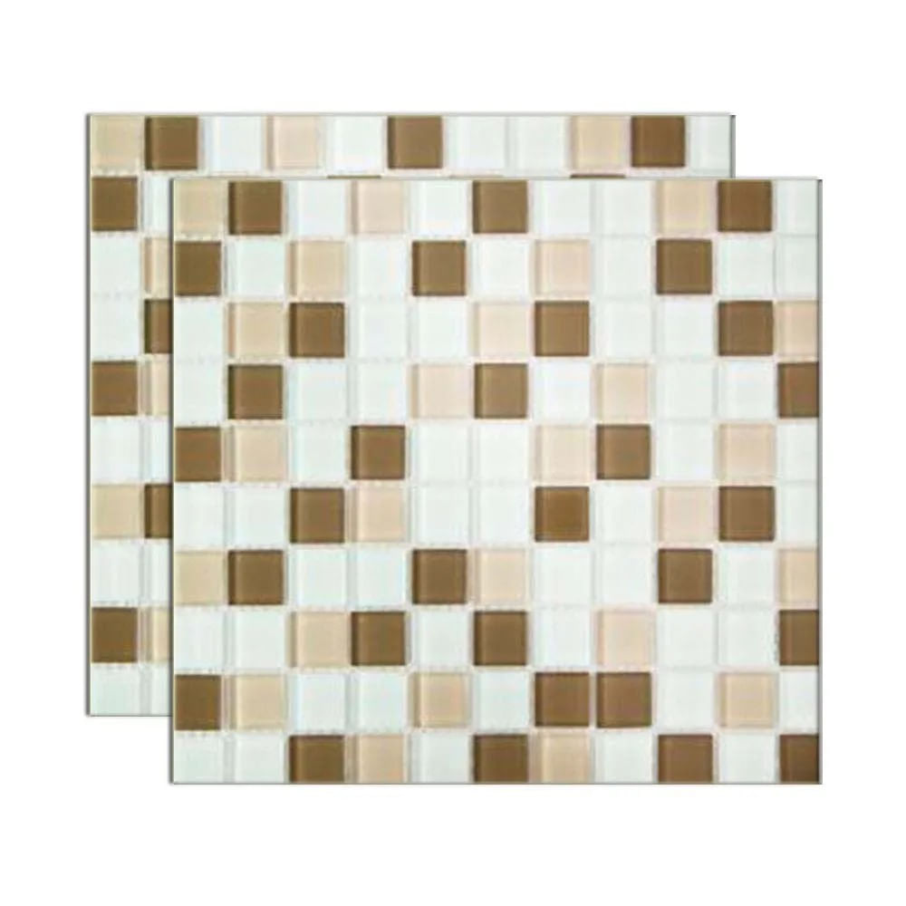 Pastilha de Vidro Miscelanea Bege e Marrom 29,2x29,2cm Glass Mosaic Pastilha de vidro Miscelanea placa 29,2x29,2cm bege e marrom Glass Mosaic