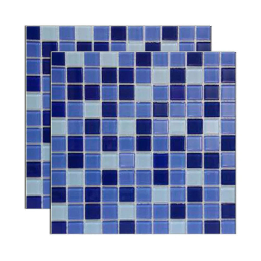 Pastilha de Vidro Glass Mosaic Miscelanea Azul e Branco 29,2x29,2cm Pastilha de Vidro Glass Mosaic Miscelanea Placa 29,2x29,2cm Azul e Branco