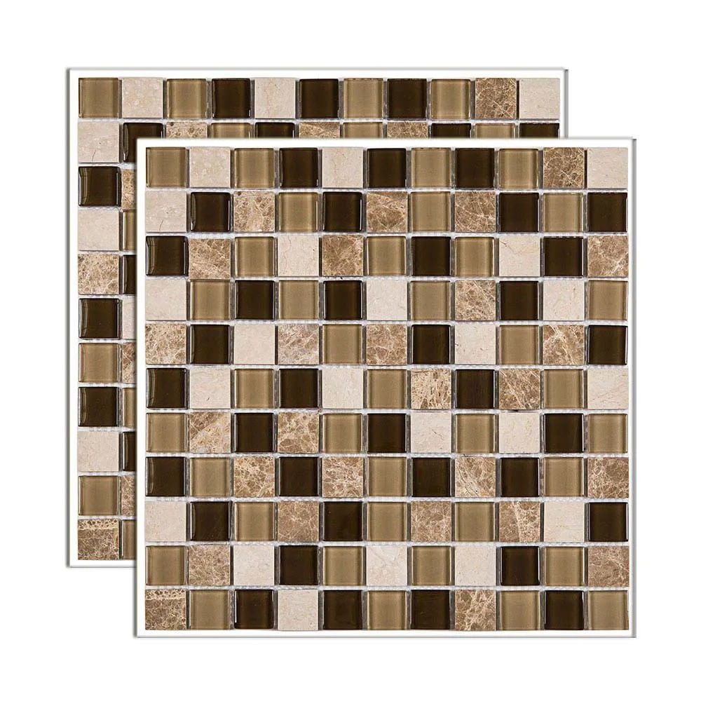 Pastilha de Pedra Matisse 29x29cm Bege e Marrom Glass Mosaic Pastilha de pedra Matisse placa 29x29cm bege e marrom Glass Mosaic