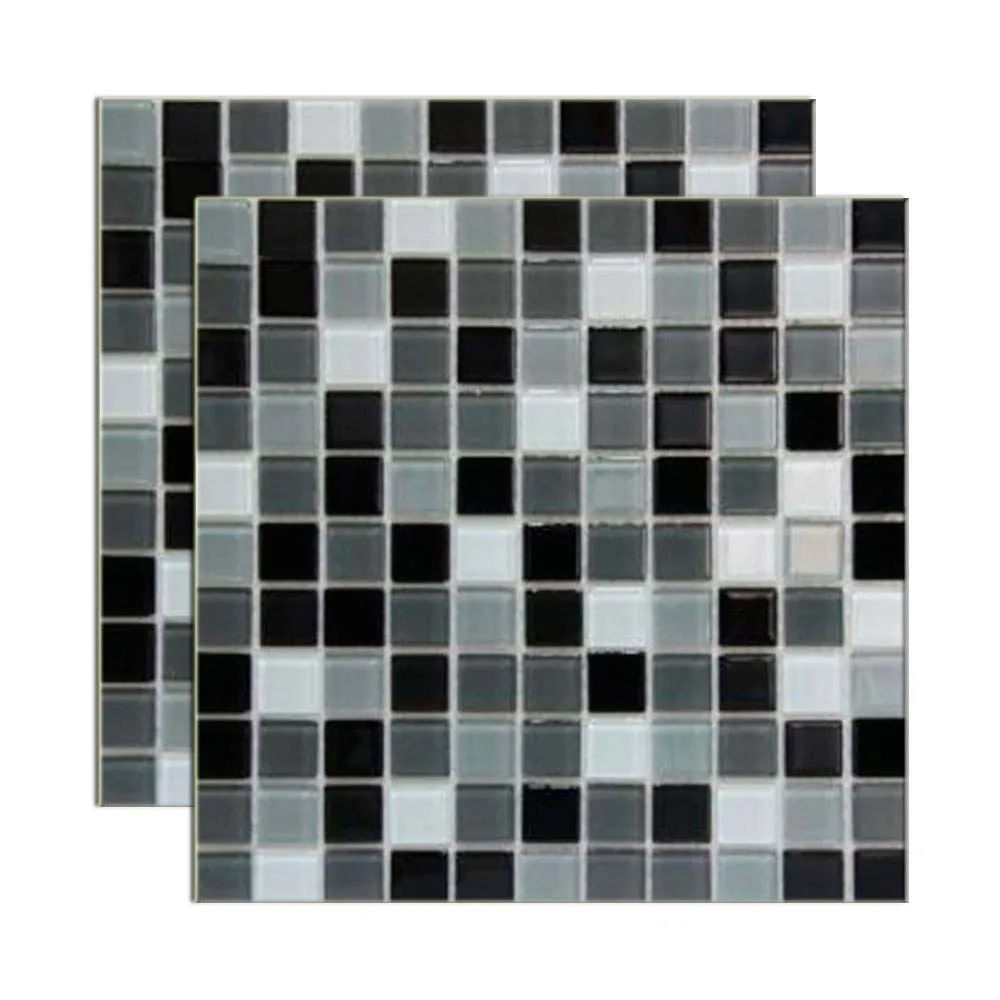 Pastilha de Vidro Glass Mosaic Miscelanea Preto e Branco 29,2x29,2cm Pastilha de Vidro Glass Mosaic Miscelanea Placa 29,2x29,2cm Preto e Branco