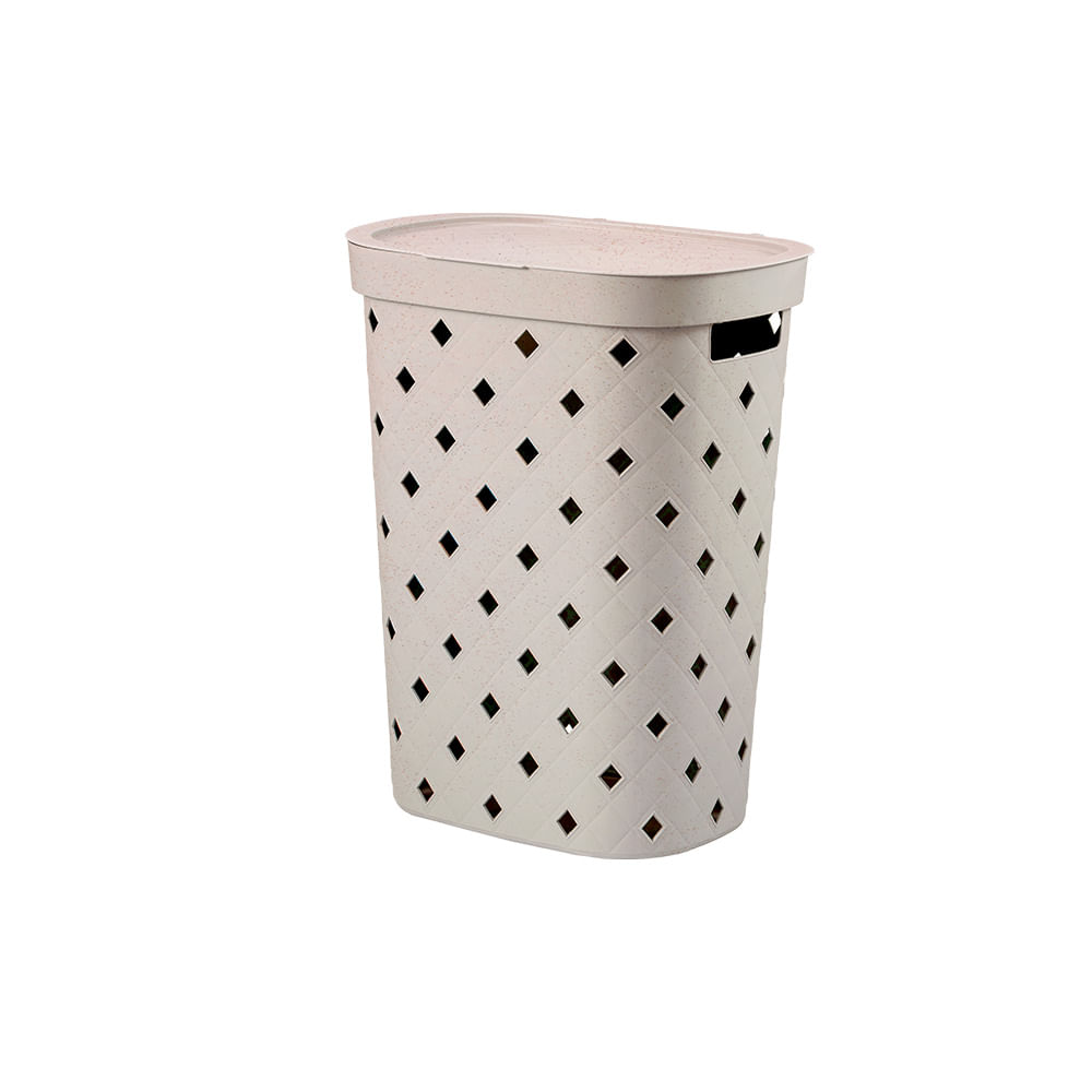 Cesto De Roupas C/Tp Puffer 49L Light Gray