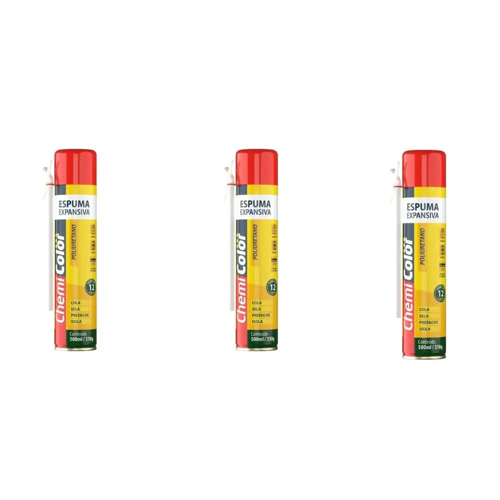 Kit 3 Espumas Expansivas PU 500ml 280g Chemicolor Kit 3 Espumas Expansivas Pu 500Ml/280G Imp Chemicolor