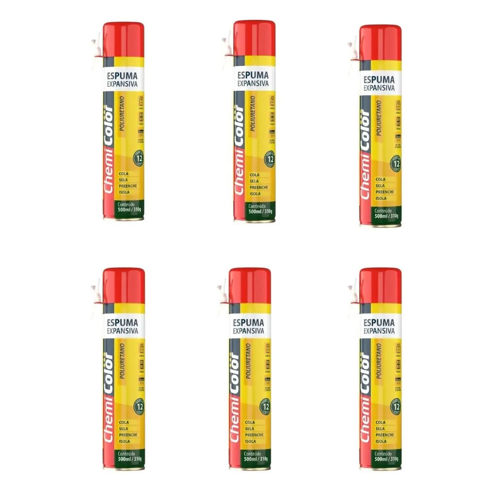 Kit 6 Espumas Expansivas PU Chemicolor 500ml 280g Kit 6 Espumas Expansivas Pu 500Ml/280G Imp Chemicolor