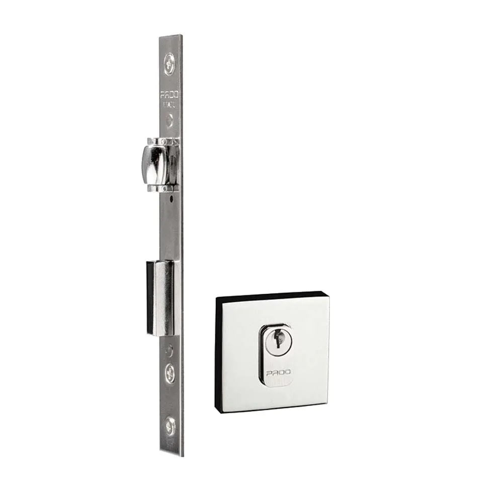 Fechadura Externa Pado Quadrada com Rolete 55mm Cromada Fechadura Zm Rolete Rq2 464-55Re Ctz-55 Cr Pado