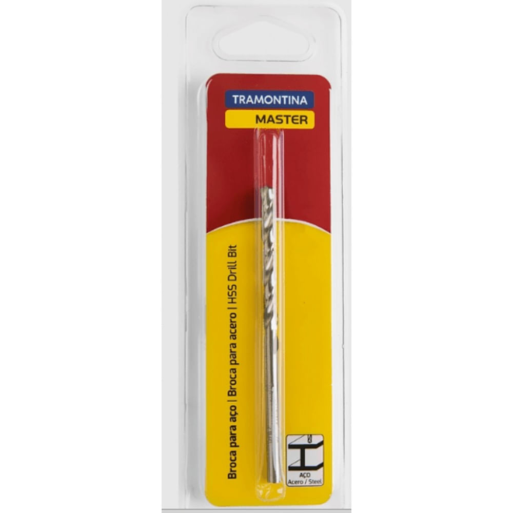 Broca para Aço HSS 6.0x93 mm Tramontina Master Broca Para aço 6.0x93 Mm Corpo Em aço Rápido Hss Angulo Ponta 118 Graus Corte Direito 43141133 Tramontina