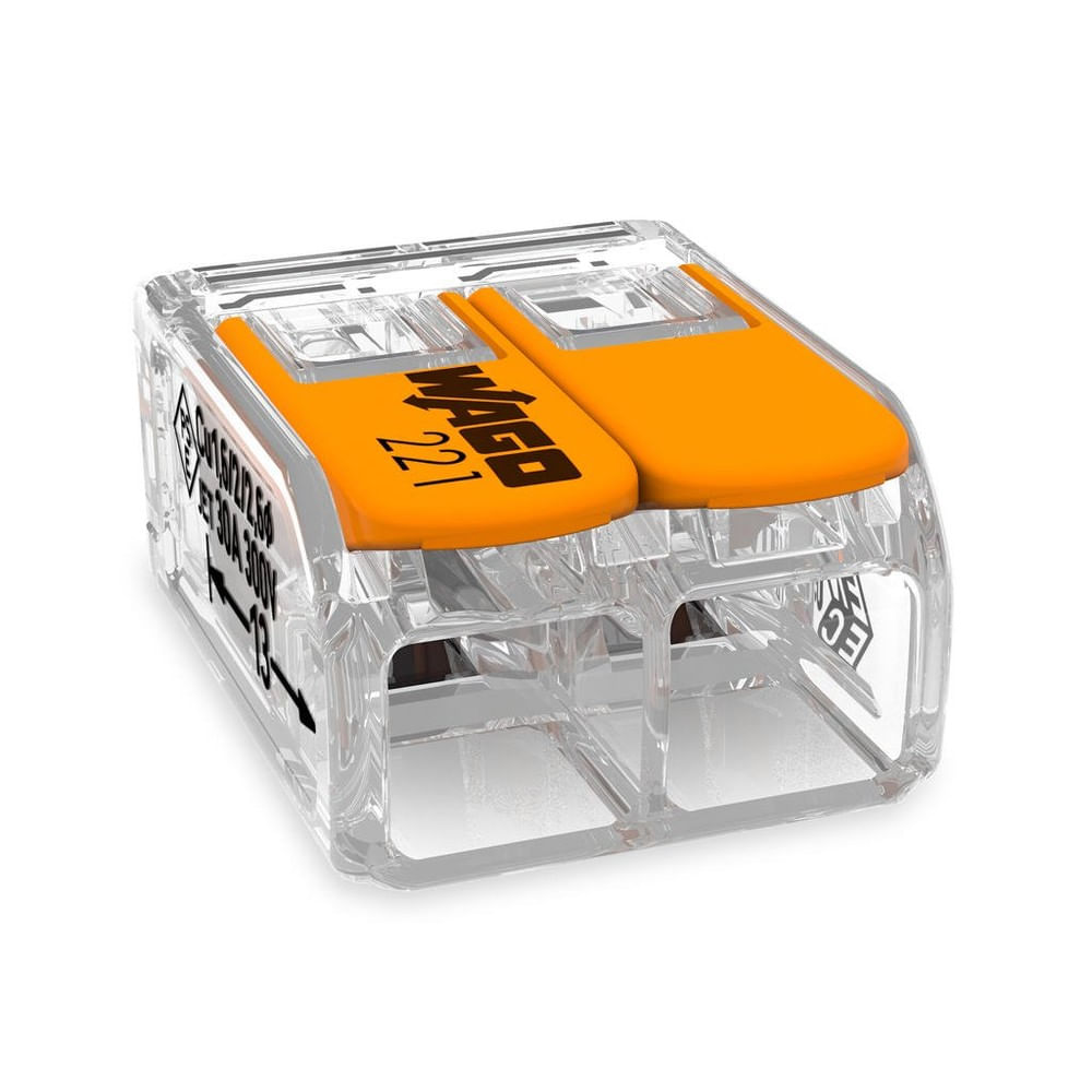 Conectores com Emenda de 2 Polos Para Chuveiros 41A Com 3 Unidades Wago Conectores com Emenda de 2 Polos Para Chuveiros 41a Wago 221 612 Embalagem Com 3 Unidades