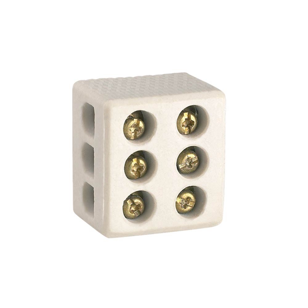 Conector Tripolar 10mm² Contato Usinado 50A/250V Branco 1422fp Lorenzetti Conector Tripolar Em Porcelana Com Contato Para Passagem e Ligação De Fios De Até 10mm² Contato Usinado 50