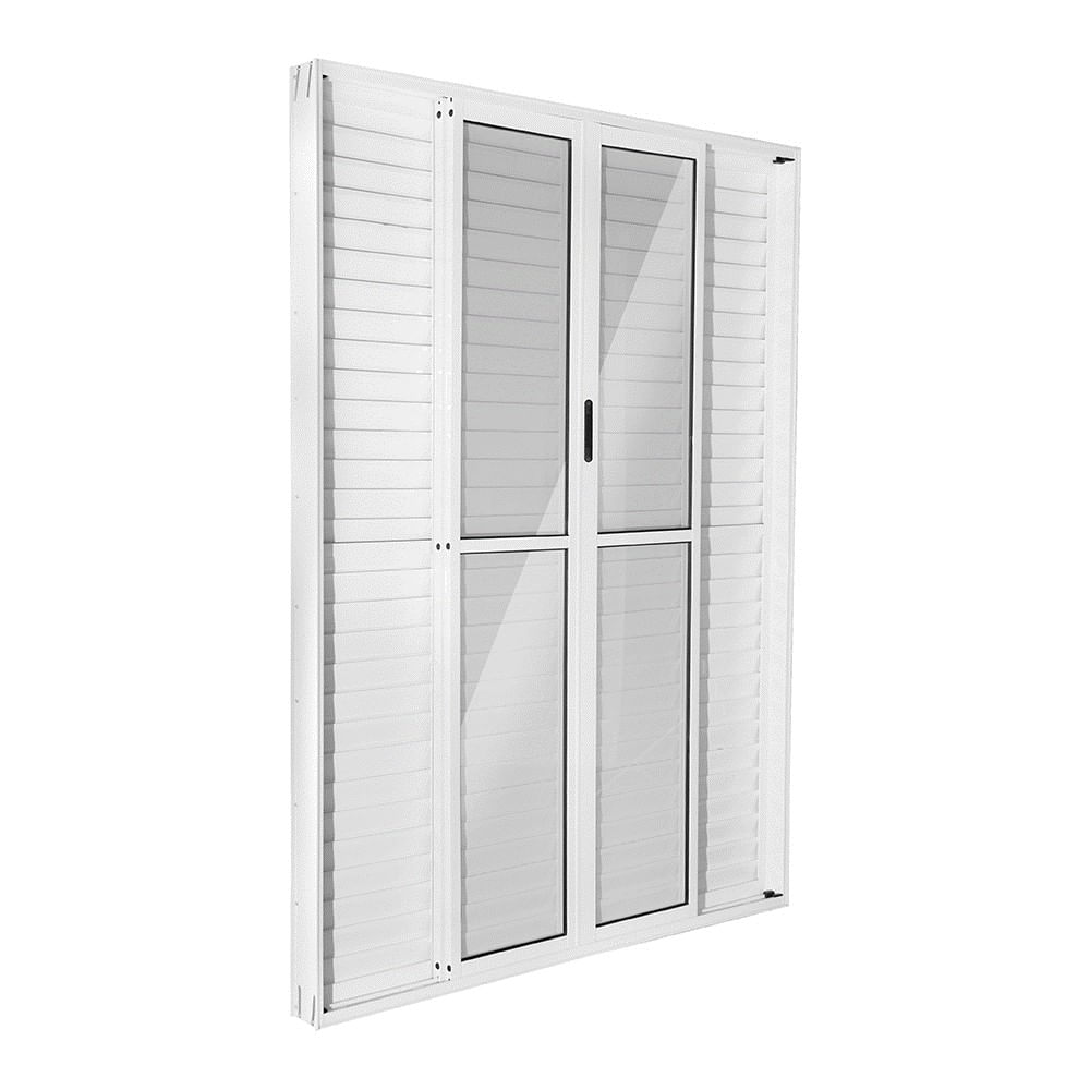 Porta Balcão de Alumínio 6 Folhas 210x150cm Branco Ecosul Esquadrisul Porta Balcão de Alumínio 210x150 Branco Ecosul Esquadrisul