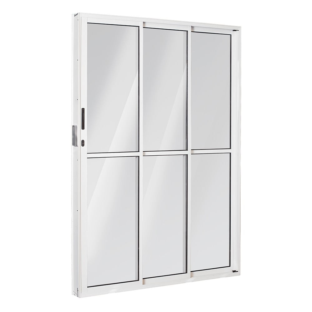 Porta de Correr de Alumínio Ecosul Esquadrisul 210x150 cm Branco com 3 Folhas Porta de Correr de Alumínio 210x150 Branco Ecosul Esquadrisul