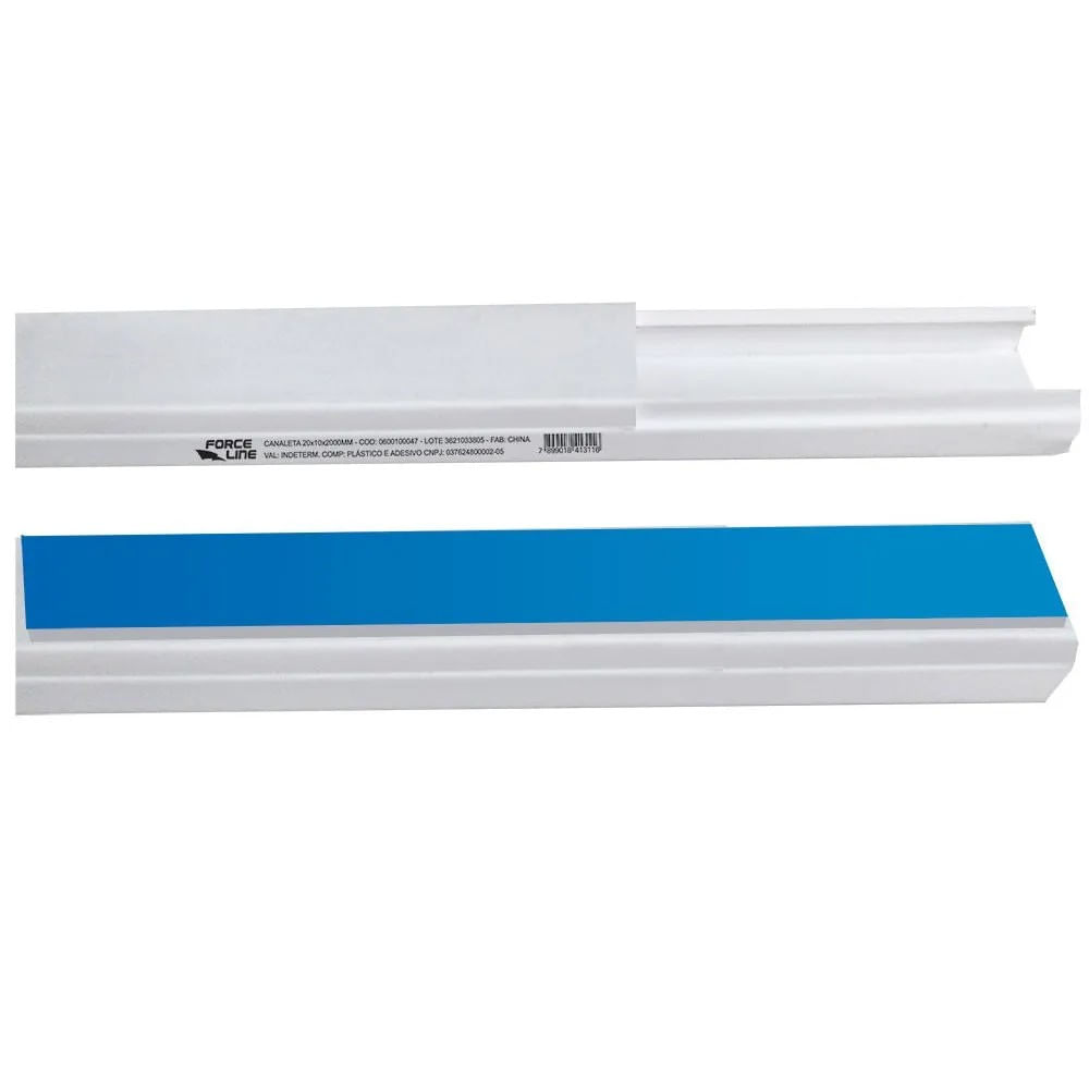 Canaleta de PVC 20x10mm com Fita Adesiva 2m Force Line Canaleta Pvc 20X10Mm 2M Com Fita Adesiva Forceline