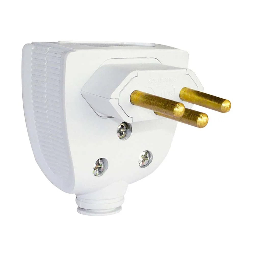 Plugue Profissional Saída Lateral E Axial Prensa Cabo Até 13mm 2 Posições Diferentes Saída De Fio 2pt 10a 250v Branco 615832 Conecta Pial Legrand
