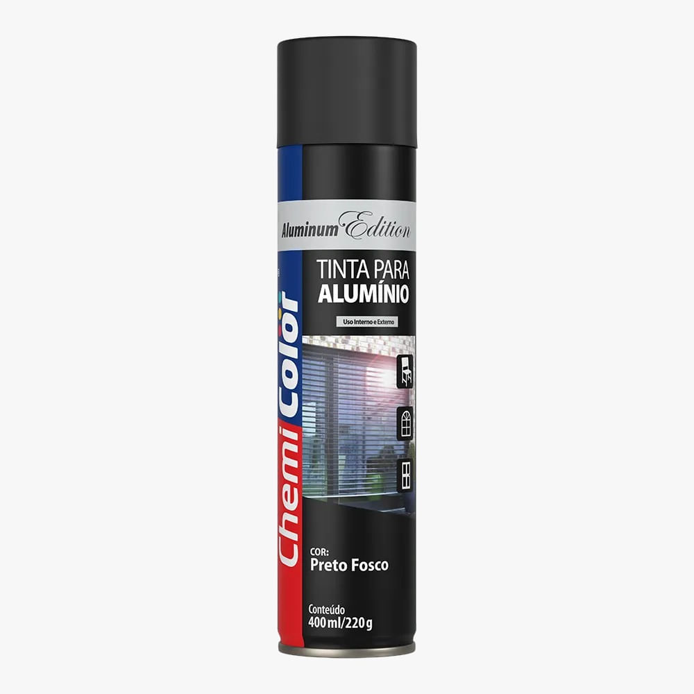 Tinta Para Aluminio Preto Fosco 400Ml Chemicolor