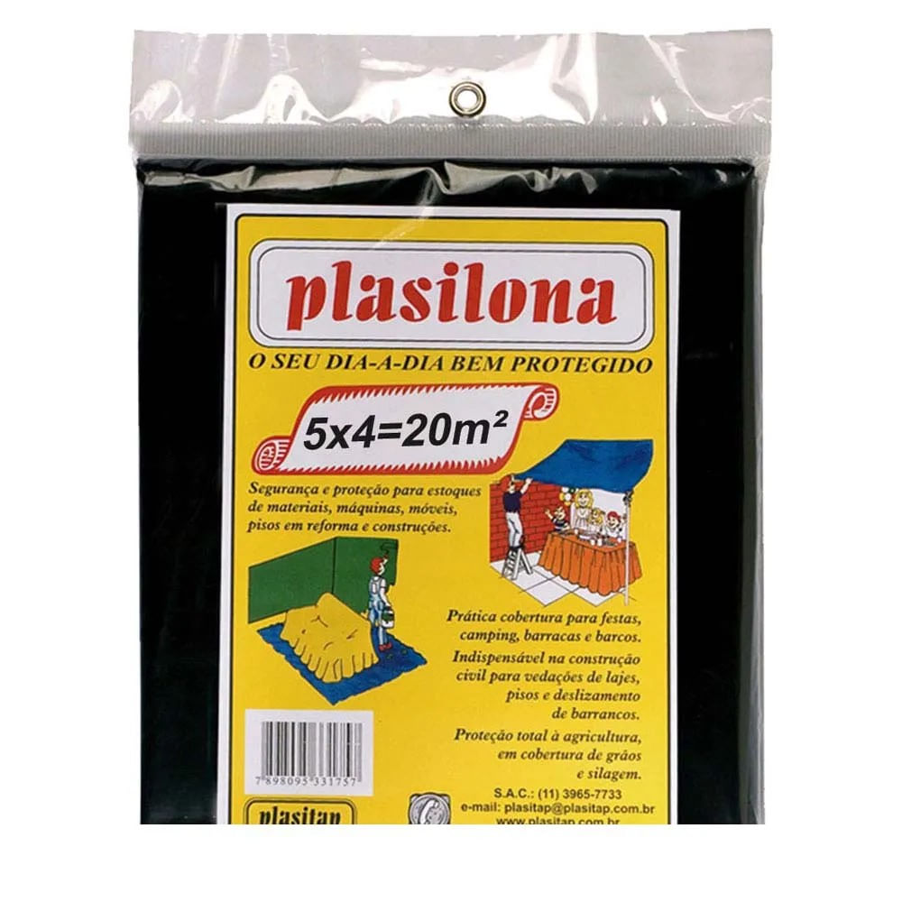 Película Plástica Protetora Pinte Fácil Plasitap 5m x 4m Preta 5m x 4m Preta