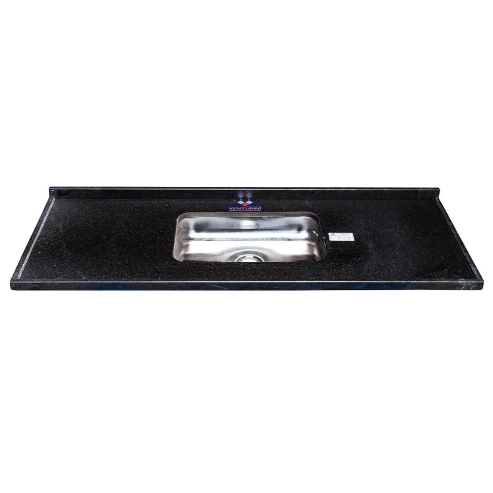 Pia de Cozinha em granito com cuba inox 150Cm Preto São Gabriel Nina Venturini