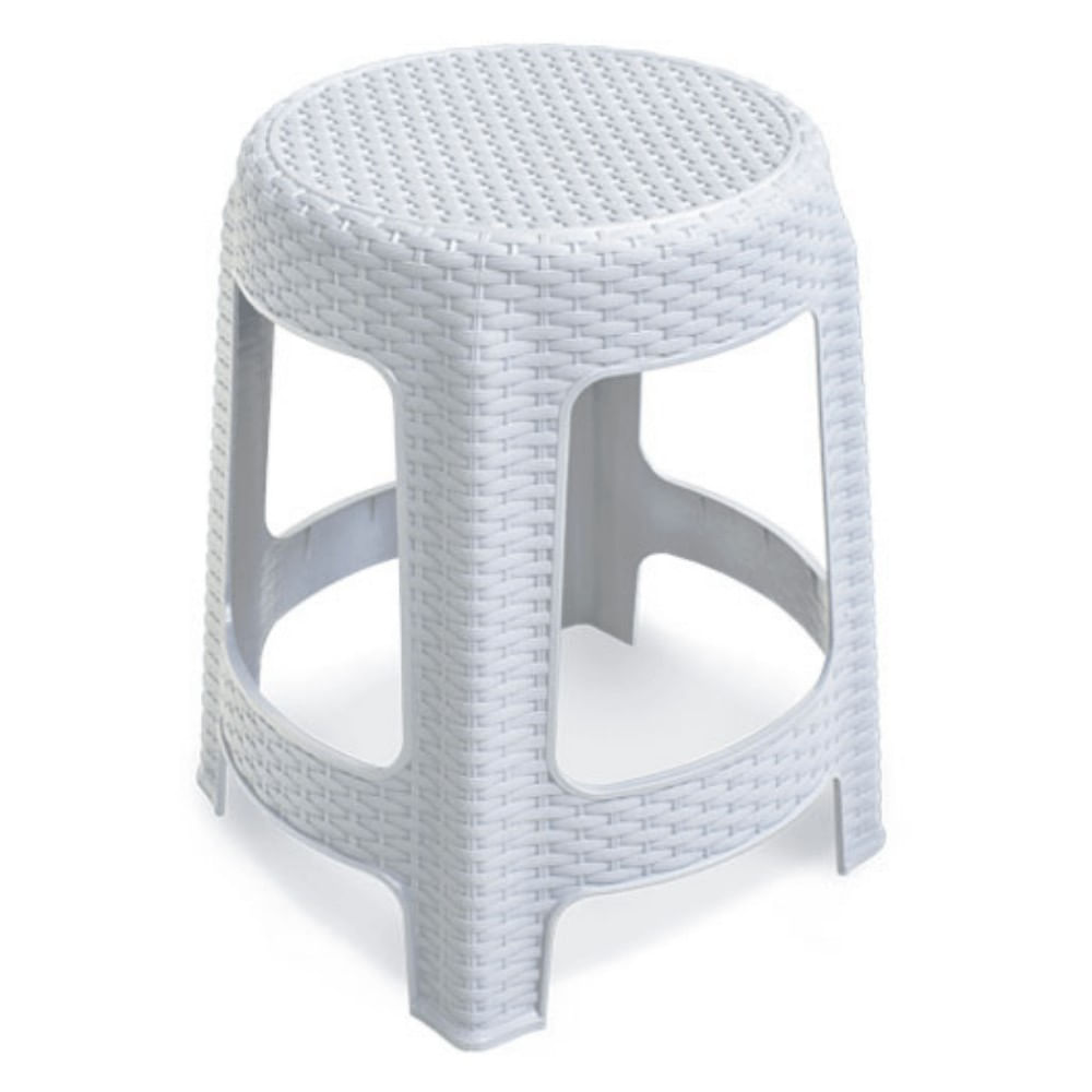 Banqueta de Plástico Premium Rattan Branca Arqplast