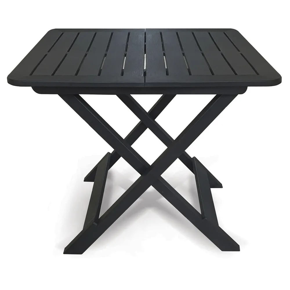 Mesa Plástica Dobrável Quadrada Preta Arqplast