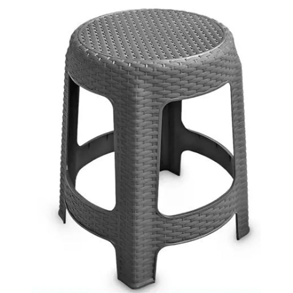 Banqueta de Plástico Premium Rattan Cinza Arqplast