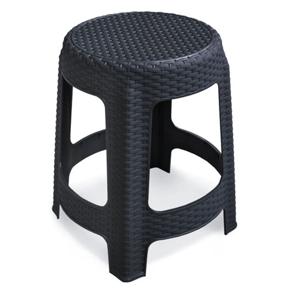 Banqueta de Plástico Premium Rattan Preta Arqplast