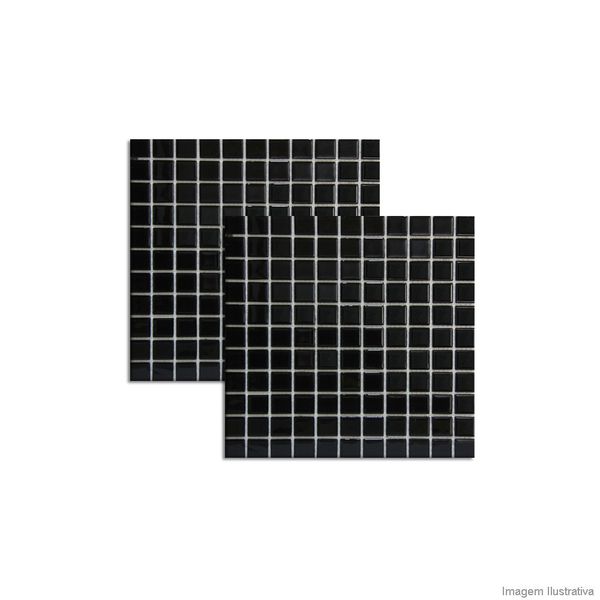 Pastilha de vidro 2,45x2,45cm placa 30x30cm preto Crystalcor