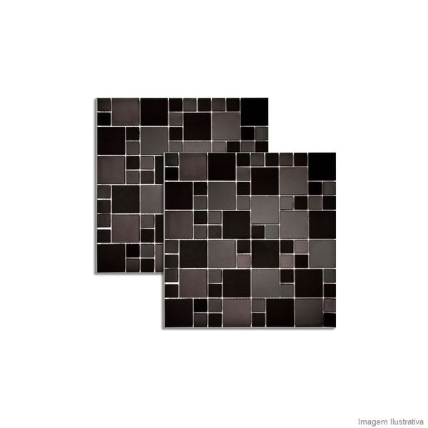 Pastilha de vidro Geometric 2,5x2,5cm placa 30x30cm dark Crystalcor