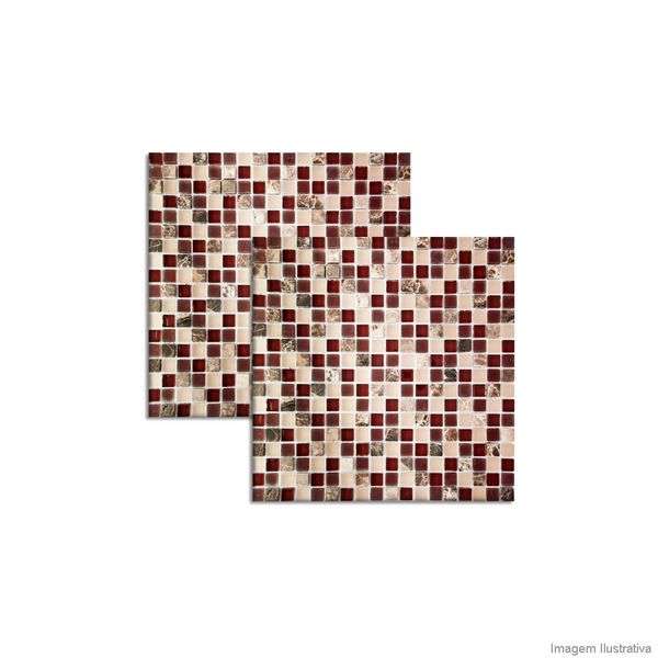 Pastilha de vidro 1,5x1,5cm placa 30x30cm mocca Crystalcor