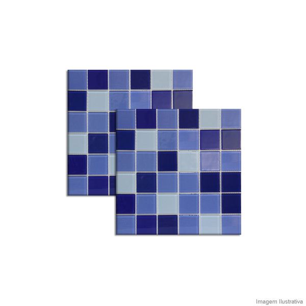 Pastilha de vidro placa 5x5cm placa 31x31cm blue white Crystalcor