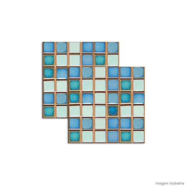 Pastilha de porcelana 2,5x2,5cm placa 31x31cm mescla Jatobá