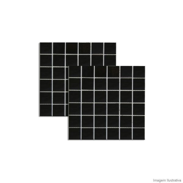 Pastilha de vidro 5x5cm placa 30x30cm preto Crystalcor