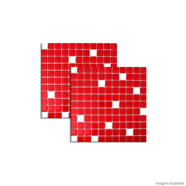 Pastilha de vidro 2,45x2,45cm placa 30x30cm red Crystalcor