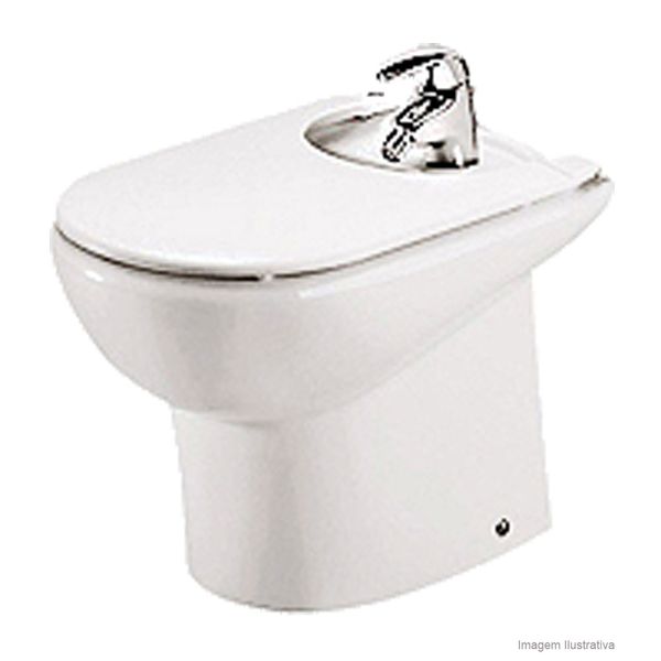 Bidê com 3 furos com ducha e com ladrão Meridian branco Roca