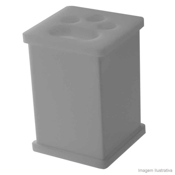 Porta escova de dentes Neto quadrada branco Formacril