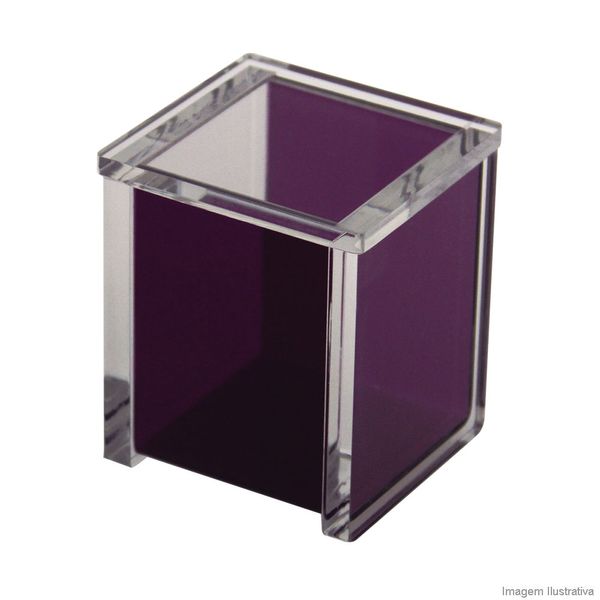 Porta algodão de acrílico quadrada roxo Formacril