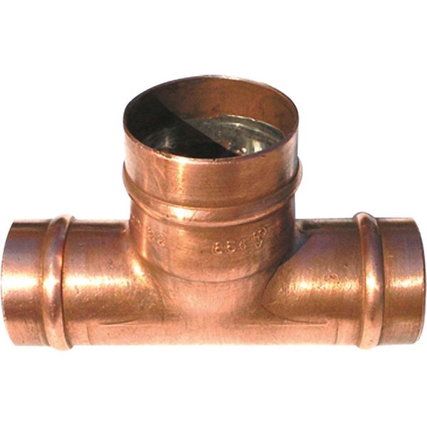 Tê com redução central liso 22x15mm cobre R16 Eluma