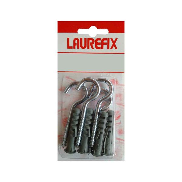 Gancho com bucha 6mm 4 unidades Laurefix