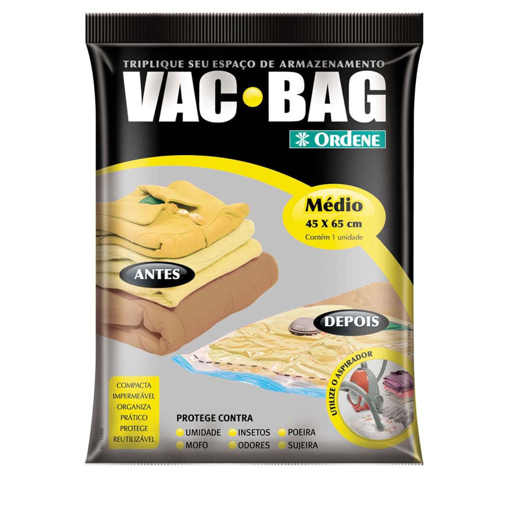 Como usar os sacos a vácuo para roupas e quais as suas vantagens? 2 Saco para armazenamento a vacuo Vac Bag medio transparente Ordene