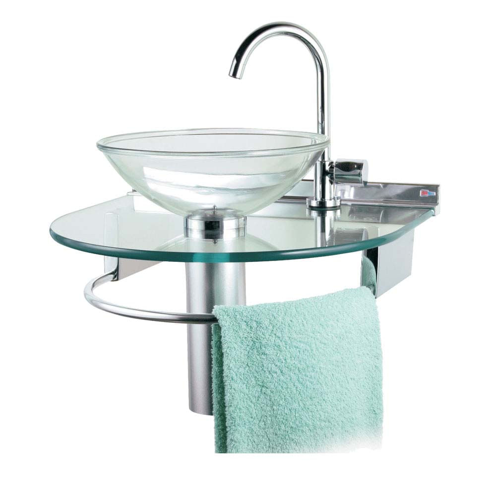 8 dicas e ideias para decorar o lavabo 16 Lavabo de vidro Cris Glass 976 50x45cm com cuba jade Cris Metal