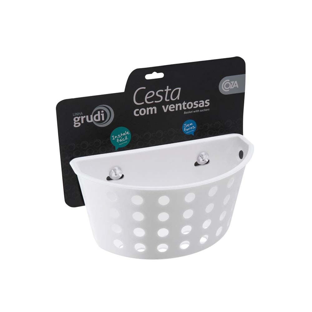 Cesto com ventosas branco Coza