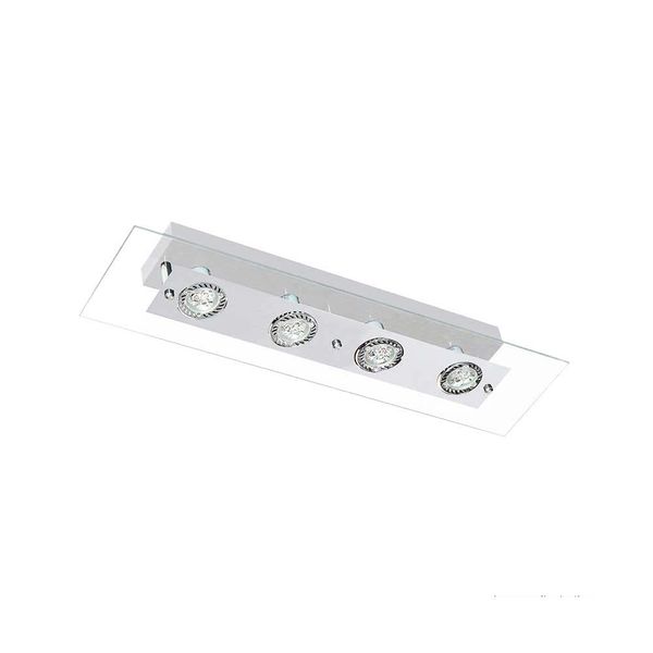 Plafon retangular para 4 lâmpadas E27 branco espelhado Pantoja