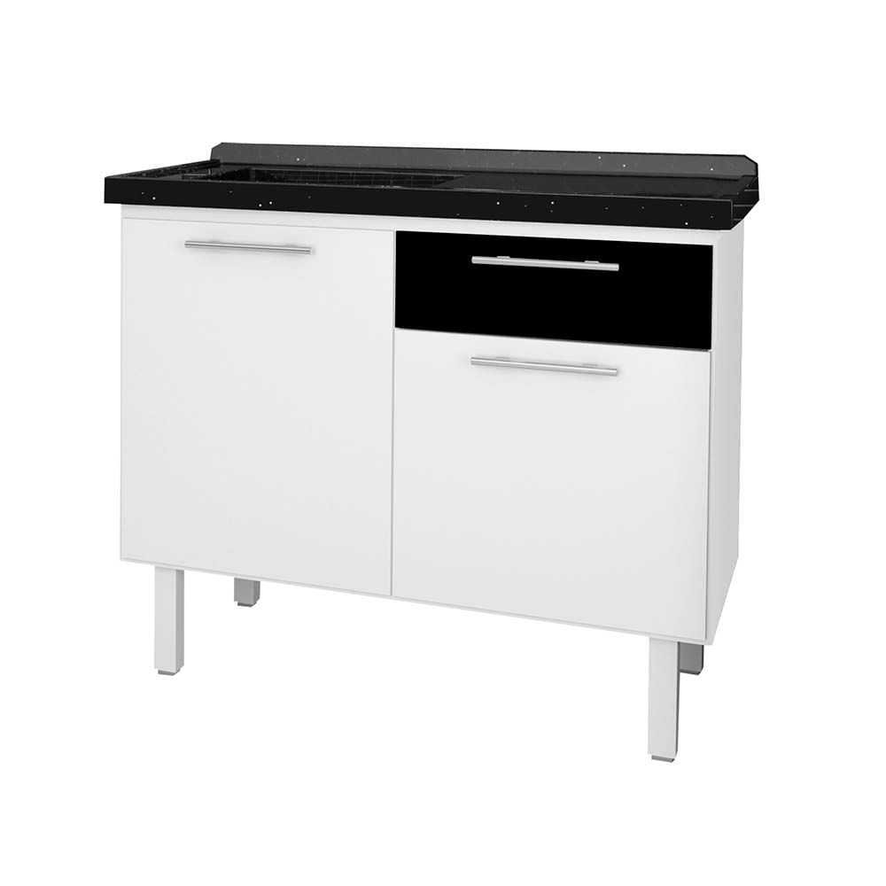 Gabinete De Cozinha Gaivota 116cm Branco Com Pia Preta Cozimax Gabinete De Cozinha Gaivota 116cm Branco Com Pia Preta Cozimax
